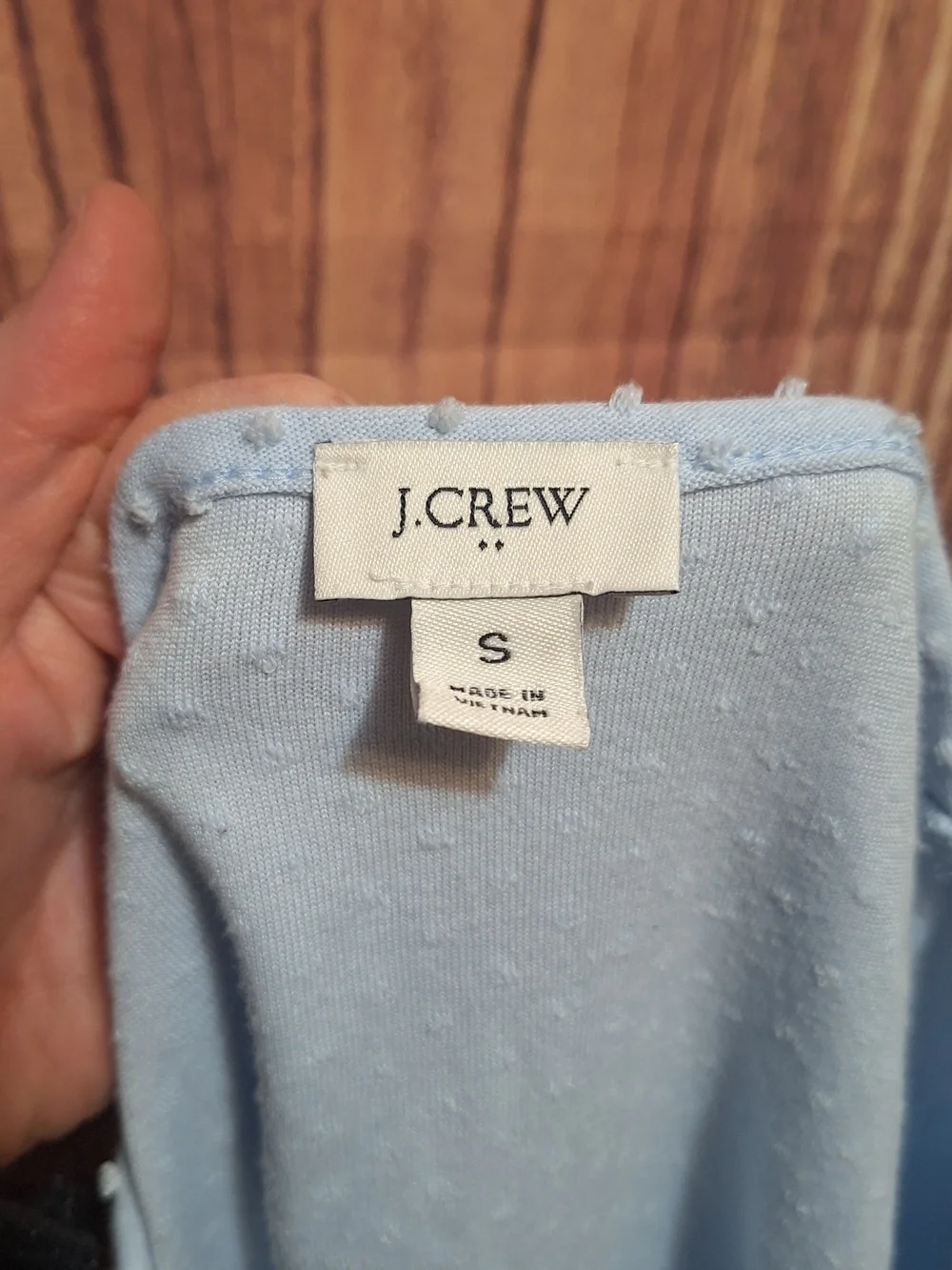 J. Crew Light Blue Swiss Dot Peasant Blouse Womens Size S